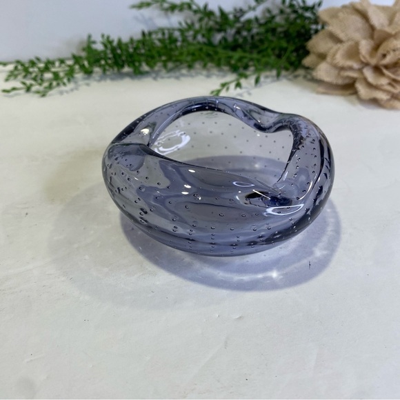 Vintage Purple Controlled Bubble Bullicante Ashtray Trinket Dish Glass Bowl - Picture 5 of 8